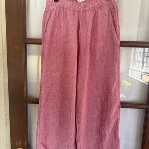 Red Linen Wide-Leg Pants